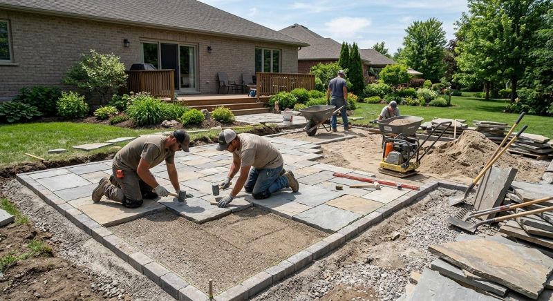 Limestone Patio Installation in Fairfield County, CT